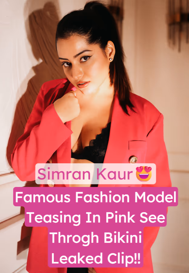Image of Famous Fashion Model Simran Kaur Pink Bikini Tease Horny Moves Video
